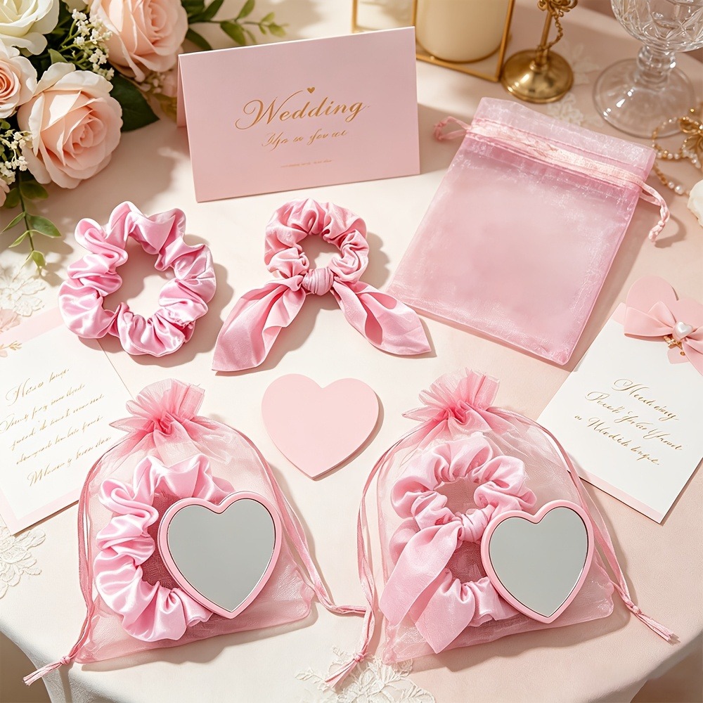 Scrunchie Satin Set - Набор из 6–24 розовых атласных резинок