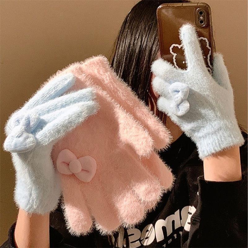 Women'S Accessories Gift Ideas - Милые плюшевые перчатки с милым бантом